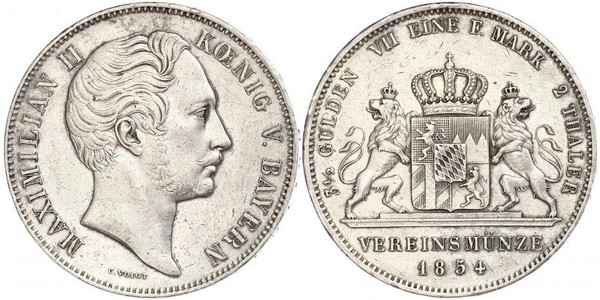 2 Талер Королевство Бавария (1806 - 1918) Серебро Максимилиан II (король Баварии)(1811 - 1864)