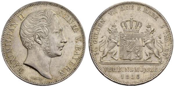 2 Талер Королевство Бавария (1806 - 1918) Серебро Максимилиан II (король Баварии)(1811 - 1864)