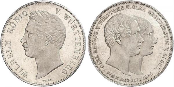 2 Талер Королевство Вюртемберг (1806-1918) Серебро Вильгельм I (король Вюртемберга)