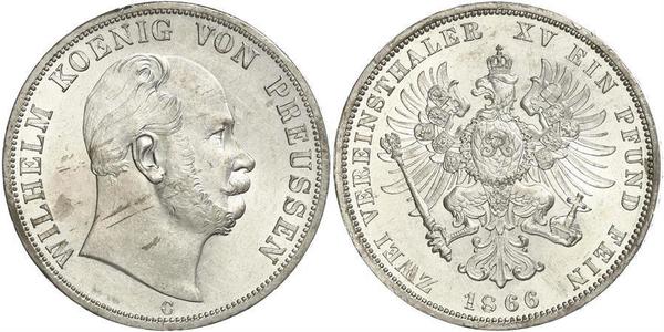 2 Талер Пруссия (королевство) (1701-1918) Серебро Wilhelm I, German Emperor (1797-1888)