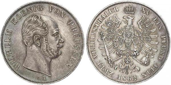 2 Талер Пруссия (королевство) (1701-1918) Серебро Wilhelm I, German Emperor (1797-1888)
