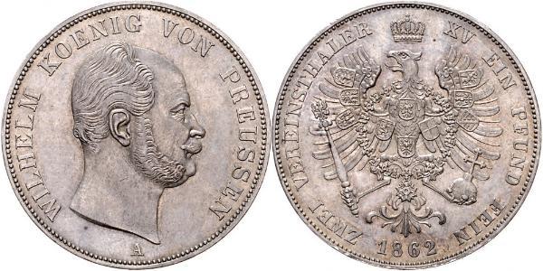 2 Талер Пруссия (королевство) (1701-1918) Серебро Wilhelm I, German Emperor (1797-1888)
