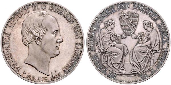 2 Талер Саксония (королевство) (1806 - 1918) Серебро Фридрих Август II (король Саксонии)