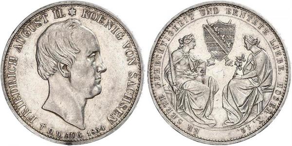 2 Талер Саксония (королевство) (1806 - 1918) Серебро Фридрих Август II (король Саксонии)