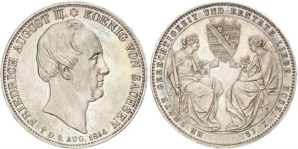2 Талер Саксония (королевство) (1806 - 1918) Серебро Фридрих Август II (король Саксонии)