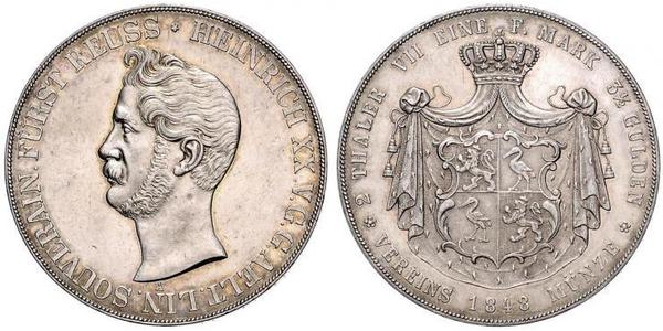 2 Талер Principality of Reuss-Greiz (1778 - 1918) Срібло Heinrich XX, Prince Reuss of Greiz