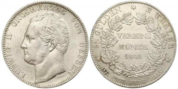 2 Талер Великое герцогство Гессен (1806 - 1918) Срібло Louis II, Grand Duke of Hesse