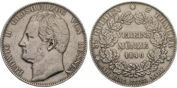2 Талер Великое герцогство Гессен (1806 - 1918) Срібло Louis II, Grand Duke of Hesse