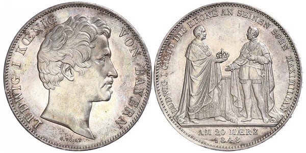 2 Талер Королівство Баварія (1806 - 1918) Срібло Людвиг I (король Баварії)(1786 – 1868)