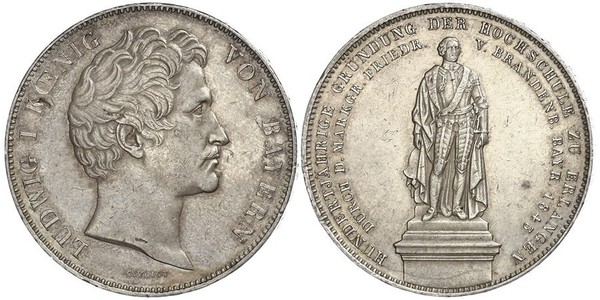 2 Талер Королівство Баварія (1806 - 1918) Срібло Людвиг I (король Баварії)(1786 – 1868)