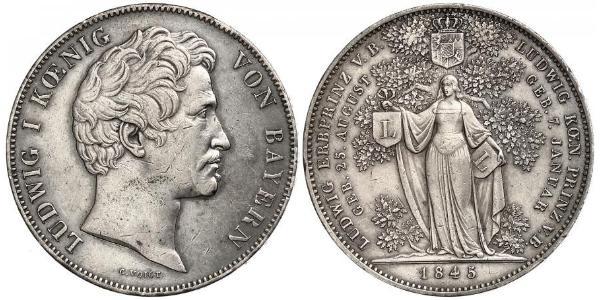 2 Талер Королівство Баварія (1806 - 1918) Срібло Людвиг I (король Баварії)(1786 – 1868)
