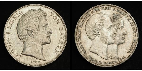 2 Талер Королівство Баварія (1806 - 1918) Срібло Людвиг I (король Баварії)(1786 – 1868)