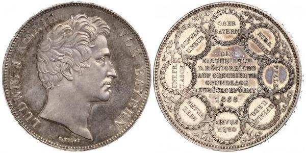 2 Талер Королівство Баварія (1806 - 1918) Срібло Людвиг I (король Баварії)(1786 – 1868)