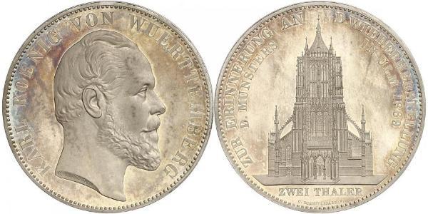 2 Талер Королівство Вюртемберг Срібло Charles I of Württemberg