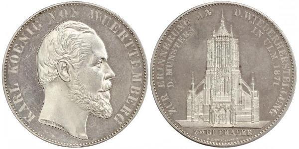 2 Талер Королівство Вюртемберг Срібло Charles I of Württemberg