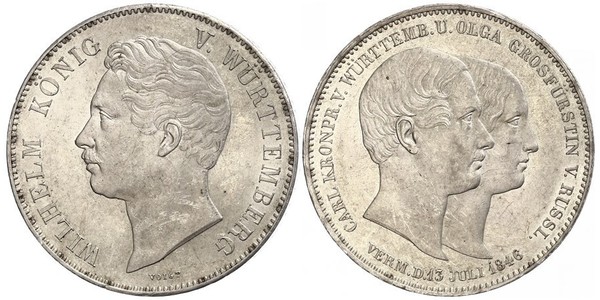 2 Талер Королівство Вюртемберг Срібло William I of Württemberg