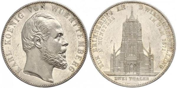 2 Талер Королівство Вюртемберг Срібло Charles I of Württemberg