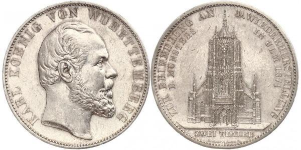 2 Талер Королівство Вюртемберг Срібло Charles I of Württemberg