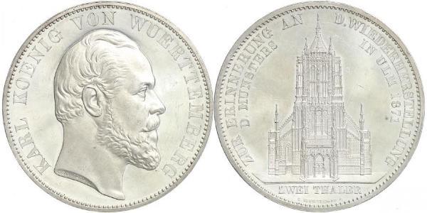 2 Талер Королівство Вюртемберг Срібло Charles I of Württemberg