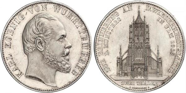 2 Талер Королівство Вюртемберг Срібло Charles I of Württemberg