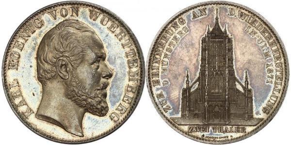 2 Талер Королівство Вюртемберг Срібло Charles I of Württemberg