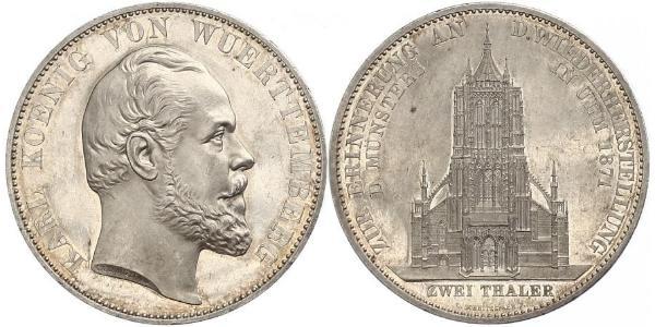 2 Талер Королівство Вюртемберг Срібло Charles I of Württemberg