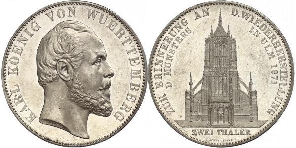 2 Талер Королівство Вюртемберг Срібло Charles I of Württemberg