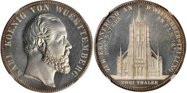 2 Талер Королівство Вюртемберг Срібло Charles I of Württemberg