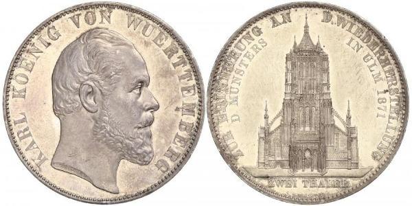 2 Талер Королівство Вюртемберг Срібло Charles I of Württemberg