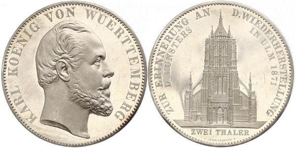 2 Талер Королівство Вюртемберг Срібло Charles I of Württemberg