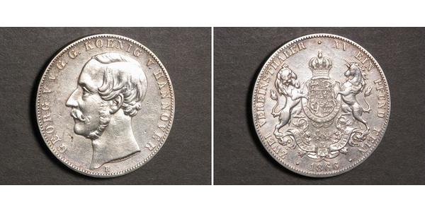 2 Талер Королівство Ганновер (1814 - 1866) Срібло Георг V (король Ганновера) (1819 - 1878)