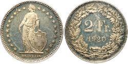 2 Franc Schweiz Silber 