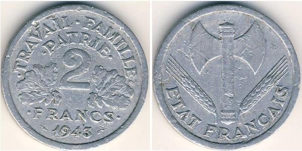 2 Франк Vichy France (1940-1944) Алюміній 
