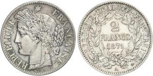 2 Франк Вторая французская республика (1848-1852) Серебро 
