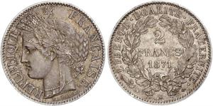 2 Франк Вторая французская республика (1848-1852) Серебро 