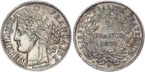 2 Франк Вторая французская республика (1848-1852) Серебро 