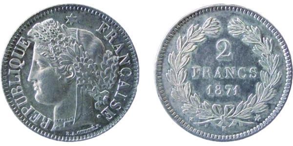2 Франк Вторая французская республика (1848-1852) Серебро 