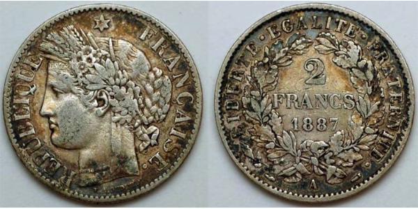 2 Франк Вторая французская республика (1848-1852) Серебро 