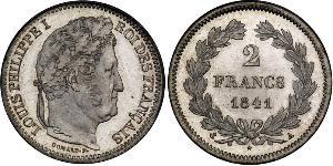 2 Франк Июльская монархия (1830-1848) Серебро Луи-Филипп I (1773 -1850)