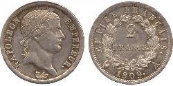 2 Франк Первая Французская империя (1804-1814) Серебро Наполеон I(1769 - 1821)