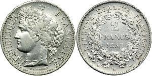 2 Франк French Second Republic (1848-1852) Срібло 