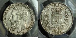 2 Франк Вільна держава Конго (1885 - 1908) Срібло Леопольд II (1835 - 1909)
