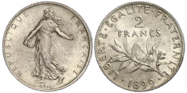 2 Франк Третя французька республіка (1870-1940)  Срібло 