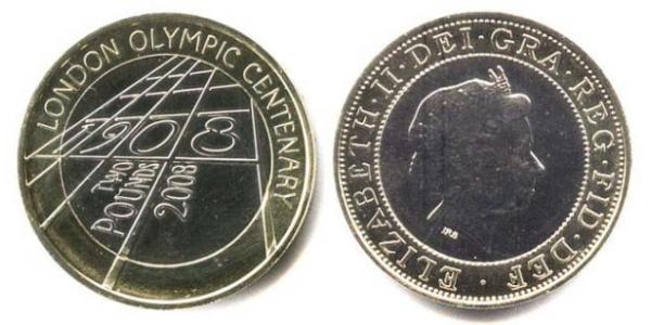 2 Фунт Великобритания (1922-) Биметалл Елизавета II (1926-2022)