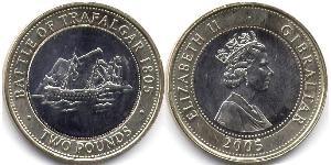 2 Фунт Гібралтар Біметал Єлизавета II (1926-2022)
