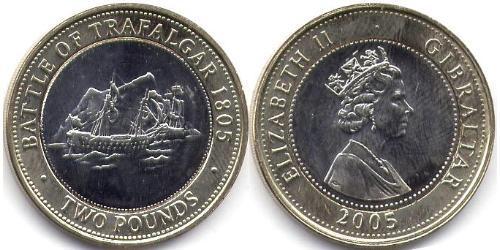 2 Фунт Гібралтар Біметал Єлизавета II (1926-2022)