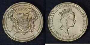 2 Фунт Великобритания (1922-) Латунь Елизавета II (1926-2022)