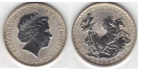 2 Фунт Великобритания (1922-) Серебро Елизавета II (1926-2022)
