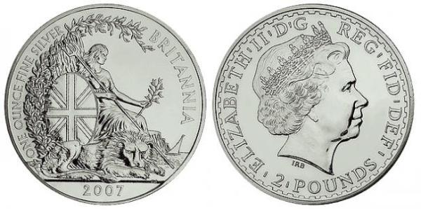 2 Фунт Великобритания (1922-) Серебро Елизавета II (1926-2022)