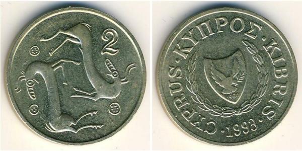 2 Цент Кіпр (1960 - ) Латунь 